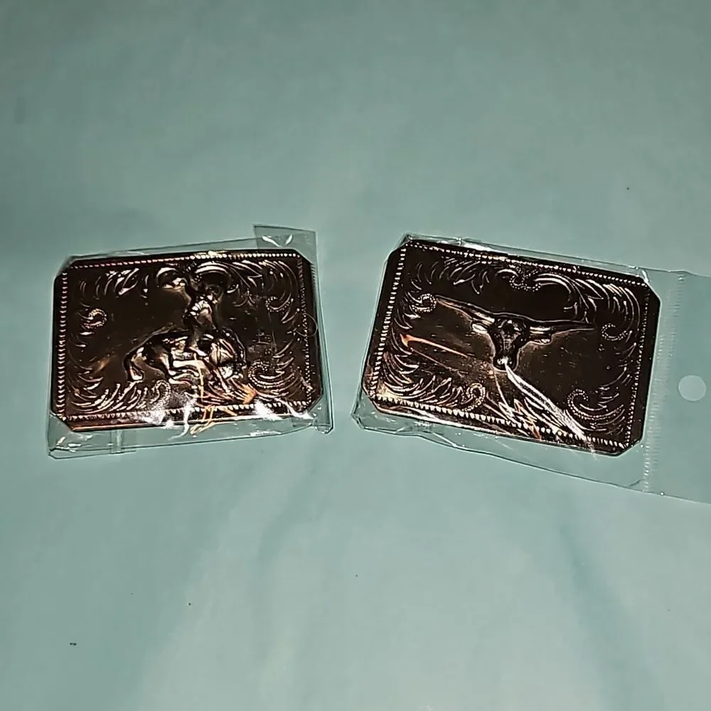 Western Style Silver Belt Buckles (2)